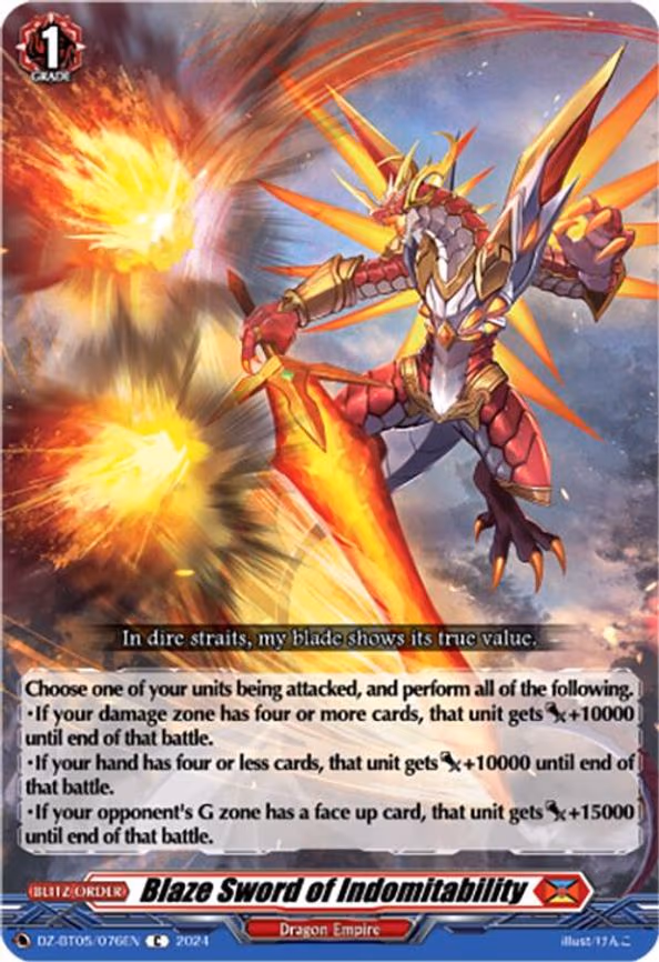 Blaze Sword of Indomitability - C (DZ-BT05/076EN)