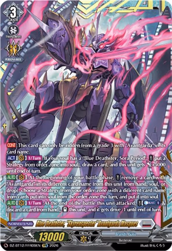 Blue Deathster, "Skyrenspecter" Avantgarda Masques - Double Frame Rare (DZ-BT12/FFR09EN)