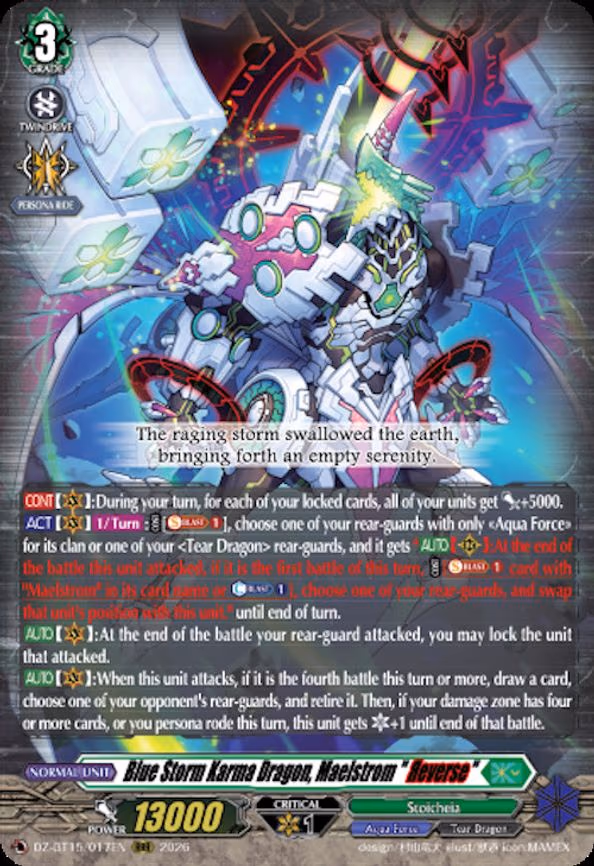 Blue Storm Karma Dragon, Maelstrom "Reverse" - RRR (DZ-BT15/017EN)