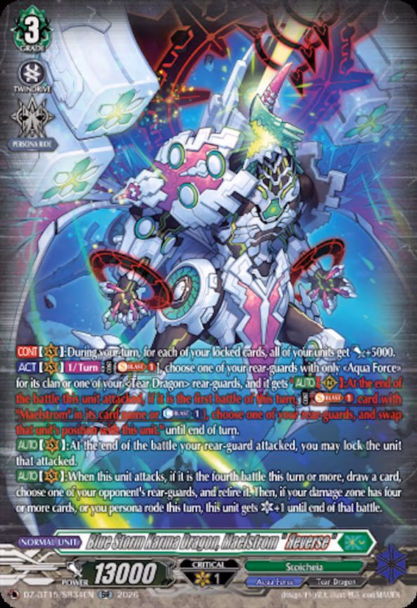 Blue Storm Karma Dragon, Maelstrom "Reverse" - SR (DZ-BT15/SR34EN)
