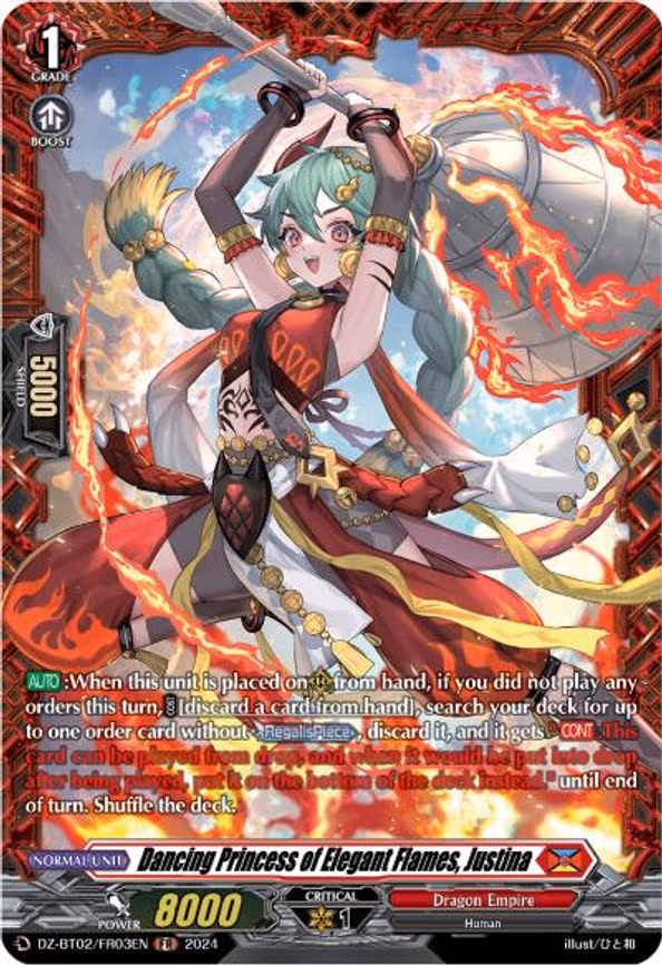 Dancing Princess of Elegant Flames, Justina - FR (DZ-BT02/FR03EN)