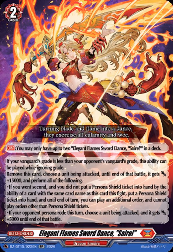Elegant Flames Sword Dance, "Sairei" - RR (DZ-BT15/023EN)