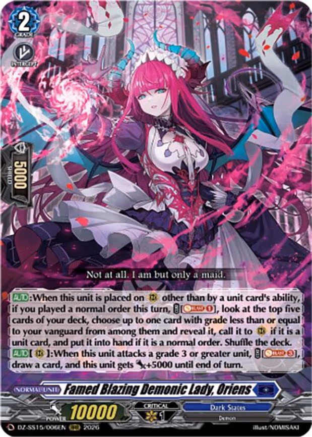 Famed Blazing Demonic Lady, Oriens - RRR (DZ-SS15/006EN)