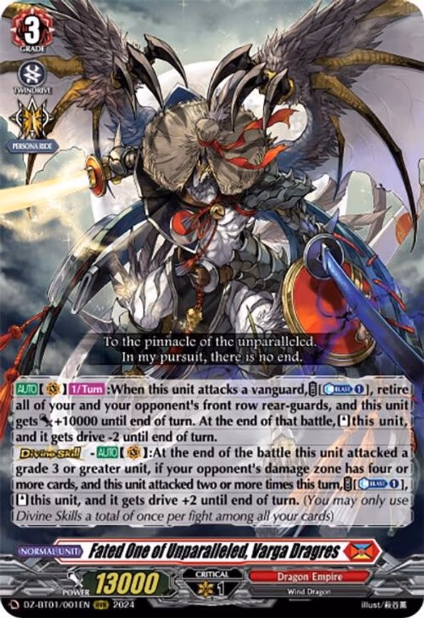 Fated One of Unparalleled, Varga Dragres - RRR (DZ-BT01/001EN)