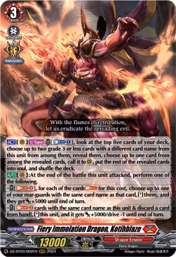 Fiery Immolation Dragon, Kotihblaze - RRR (DZ-BT03/002EN)