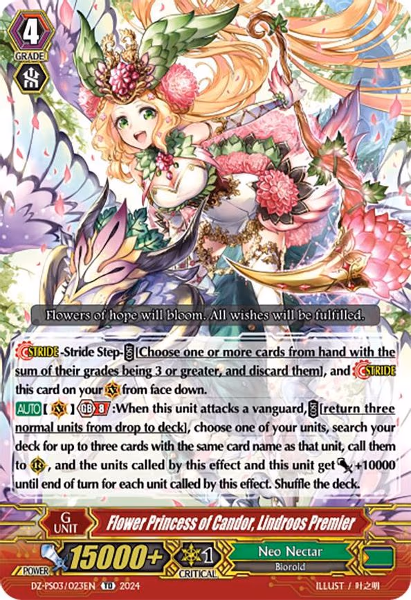 Flower Princess of Candor, Lindroos Premier