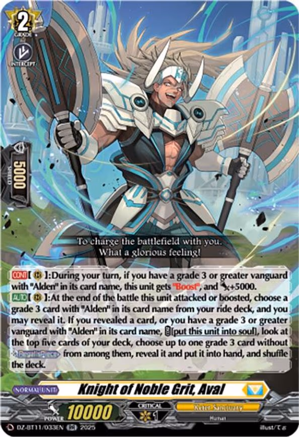 Knight of Noble Grit, Aval - RR (DZ-BT11/033EN)