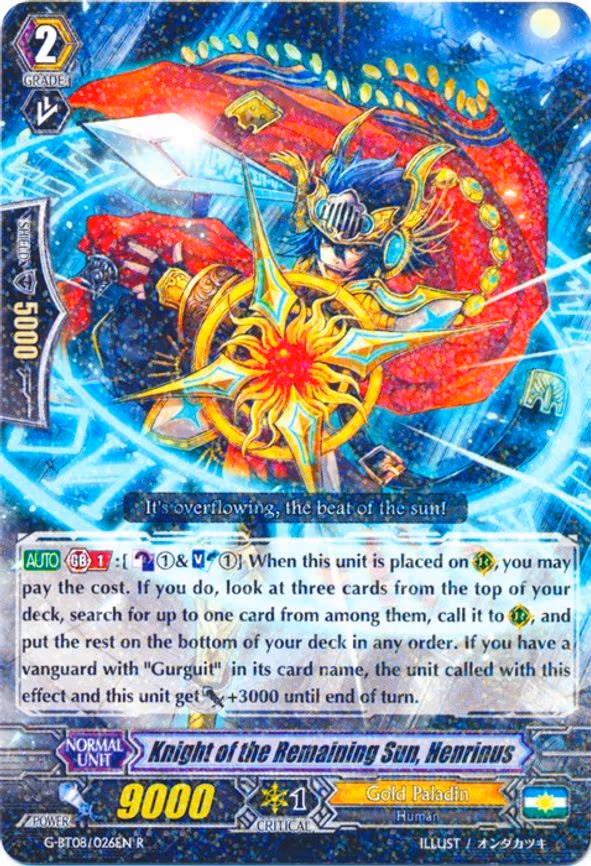 Knight of the Remaining Sun, Henrinus - R (G-BT08/026EN)