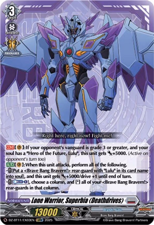 Lone Warrior, Superbia (Deathdrives) - EXRRR (DZ-BT11/EX03EN)