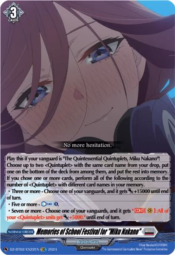 Memories of School Festival for "Miku Nakano" - EXC (DZ-BT02/EX22EN)