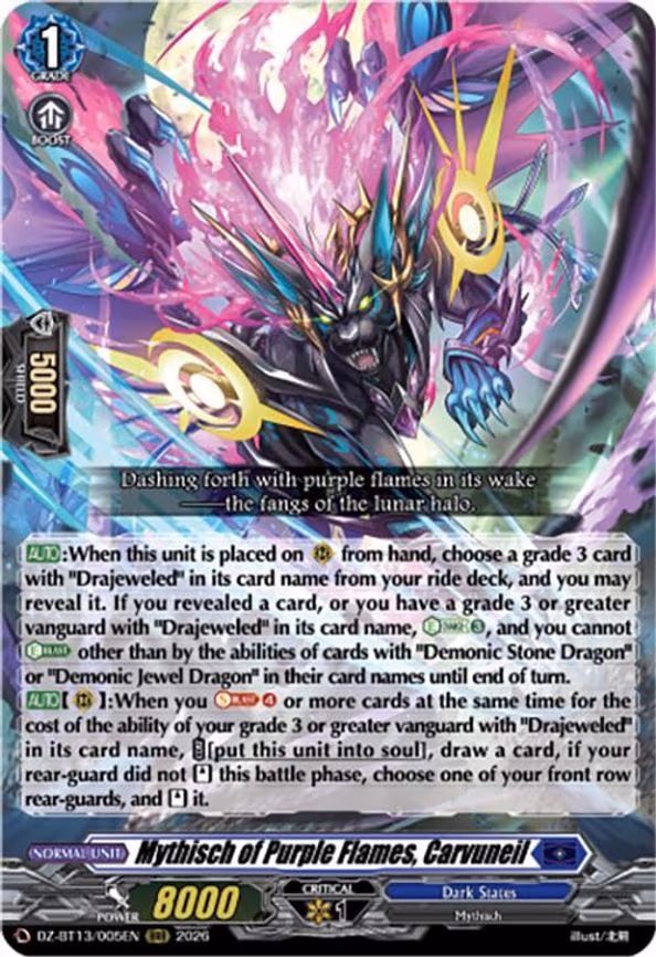 Mythisch of Purple Flames, Carvuneil - RRR (DZ-BT13/005EN)