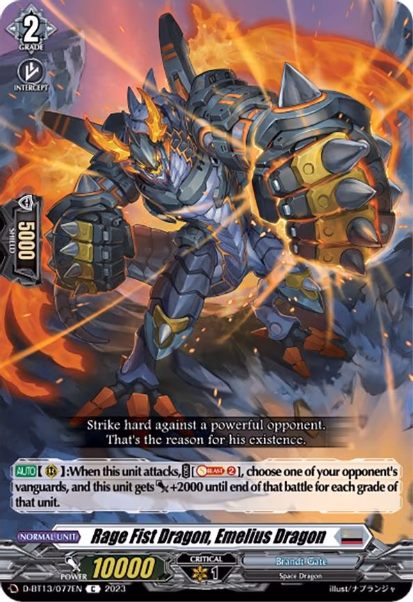 Rage Fist Dragon, Emelius Dragon - C (D-BT13/077EN)