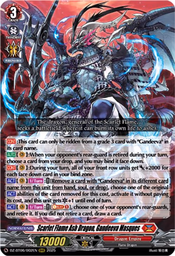Scarlet Flame Ash Dragon, Gandeeva Masques - RRR (DZ-BT06/002EN)