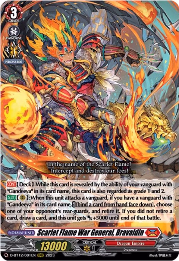 Scarlet Flame War General, Bravaldin - RRR (D-BT12/001EN)