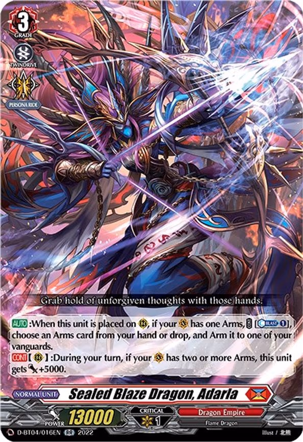 Sealed Blaze Dragon, Adarla - RR (D-BT04/016EN)