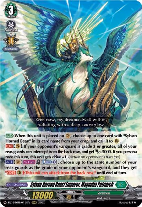 Sylvan Horned Beast Emperor, Magnolia Patriach - RRR (DZ-BT08/013EN)