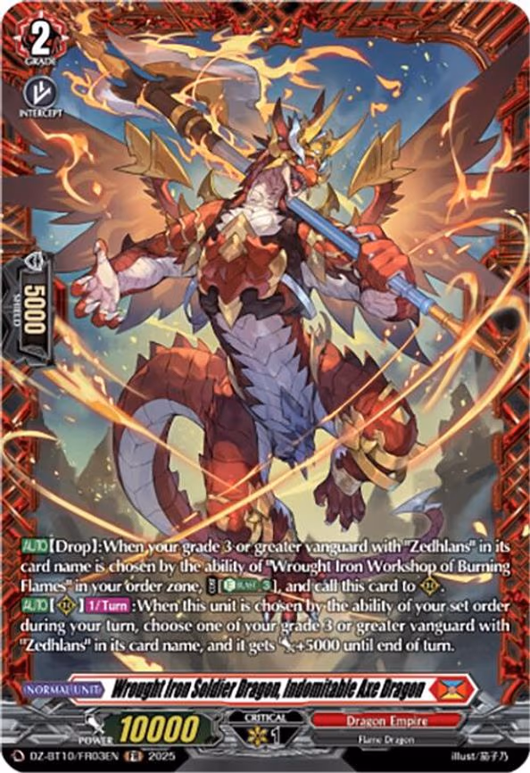 Wrought Iron Soldier Dragon, Indomitable Axe Dragon - Frame Rare (DZ-BT10/FR03EN)