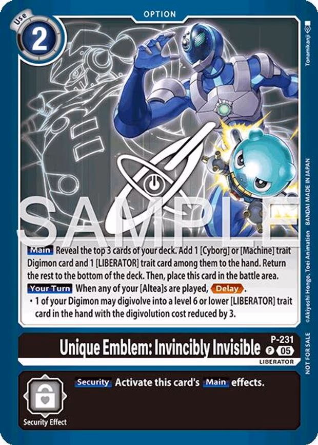 Unique Emblem: Invincibly Invisible (Dawn of Liberator Box Topper) - Promo (P - 231 P)