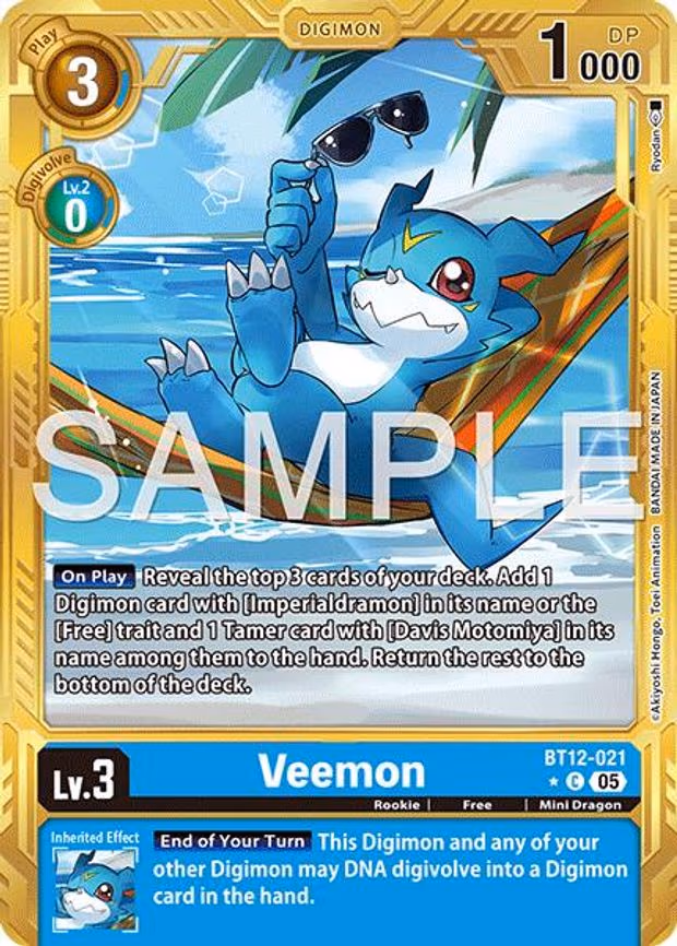Veemon - BT12-021 (Gold Border) - Common (BT12-021 C)