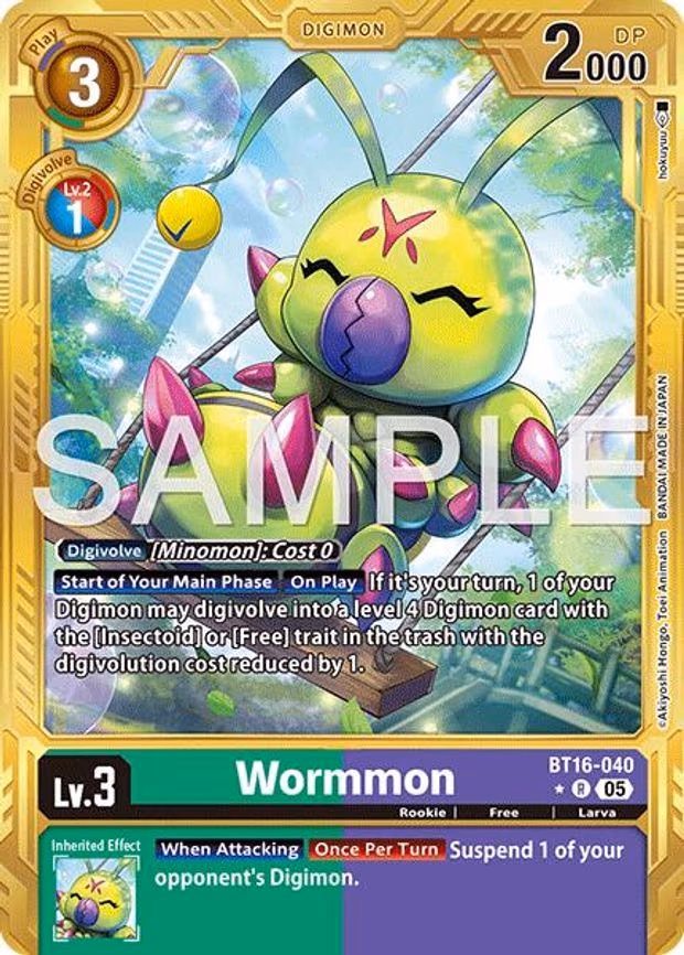 Wormmon - BT16-040 (Gold Border) - Rare (BT16-040 R)