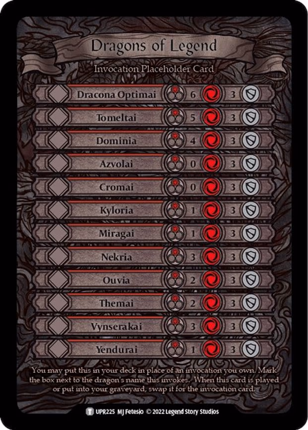 Dragons of Legend Invocation Placeholder Card - Token (UPR225)