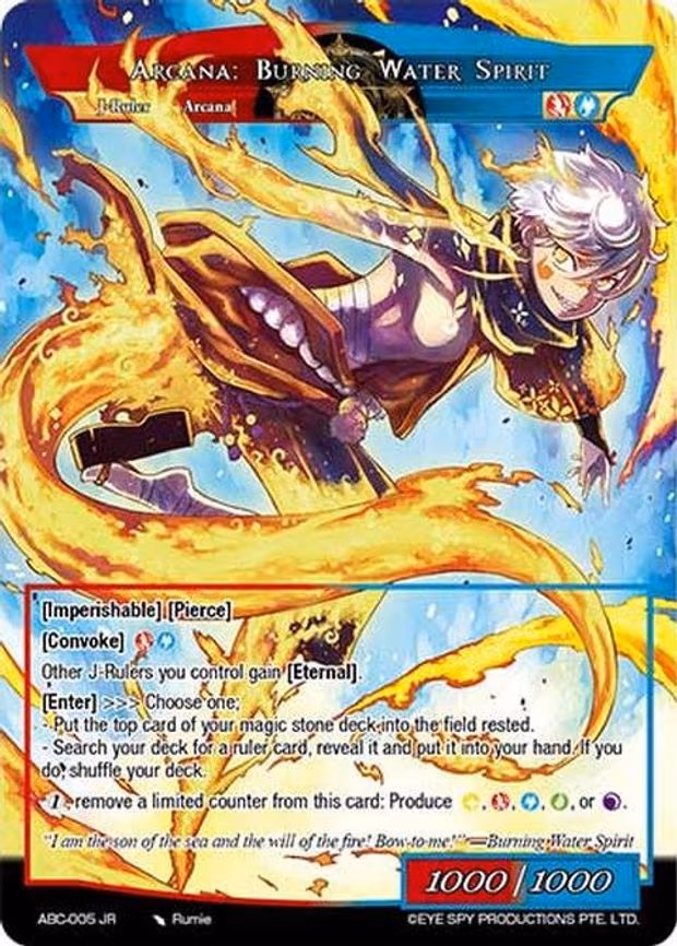 Arcana: Musician of Flame // Arcana: Burning Water Spirit - Ruler Rare (ABC-005 JR)