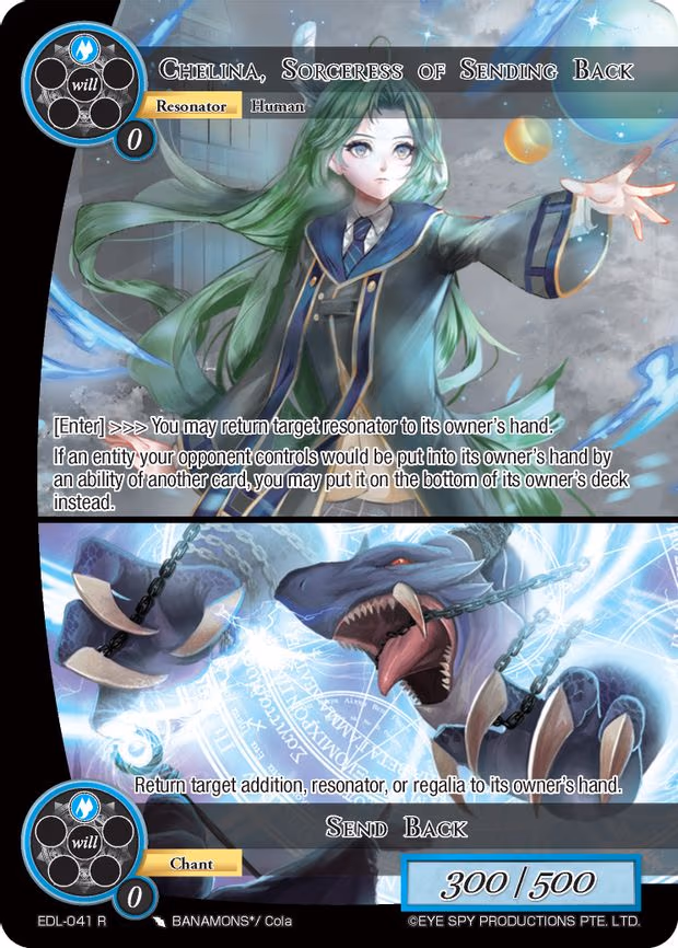Chelina, Sorceress of Sending Back // Send Back