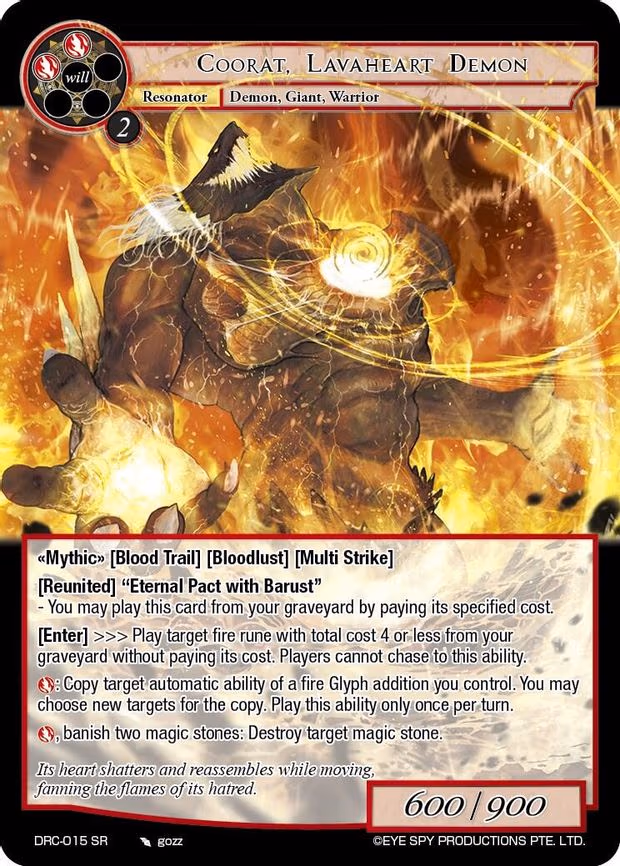 Coorat, Lavaheart Demon - Super Rare (DRC-015 SR)