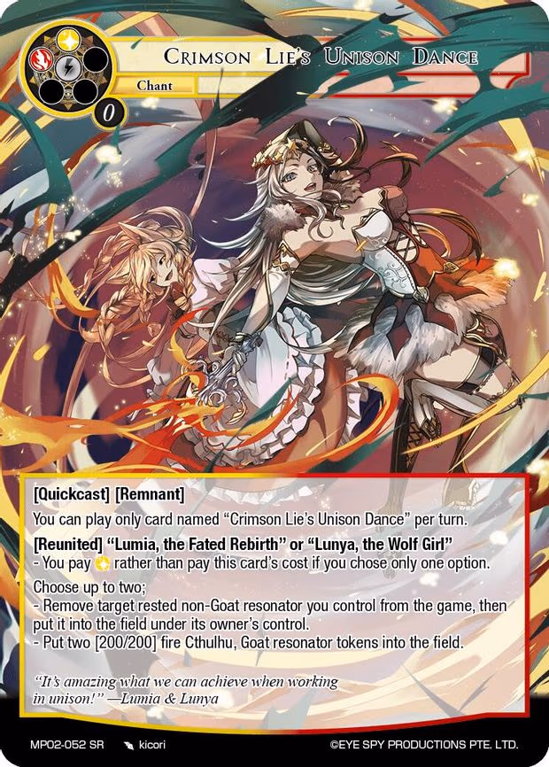 Crimson Lie's Unison Dance - Super Rare (MP02-052 SR)