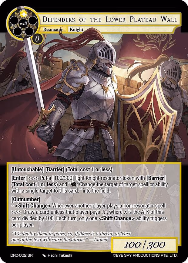 Defenders of the Lower Plateau Wall - Super Rare (DRC-002 SR)