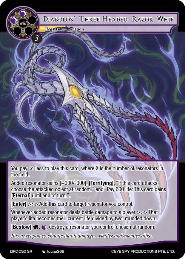 Diabolos' Three-Headed Razor Whip - Super Rare (DRC-050 SR)