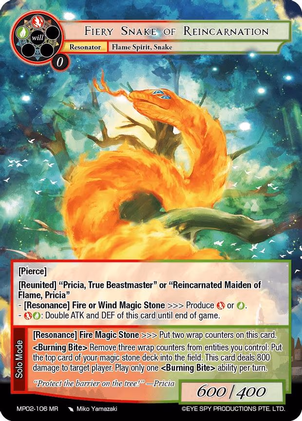 Fiery Snake of Reincarnation - Marvel Rare (MP02-106 MR)