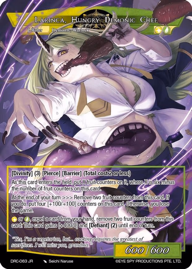 First-Class Cook, Larinca // Larinca, Hungry Demonic Chef - Ruler Rare (DRC-063 JR)