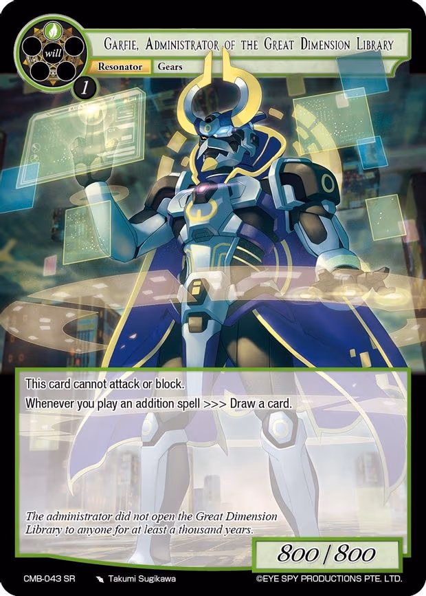 Garfie, Administrator of the Great Dimension Library - Super Rare (CMB-043 SR)
