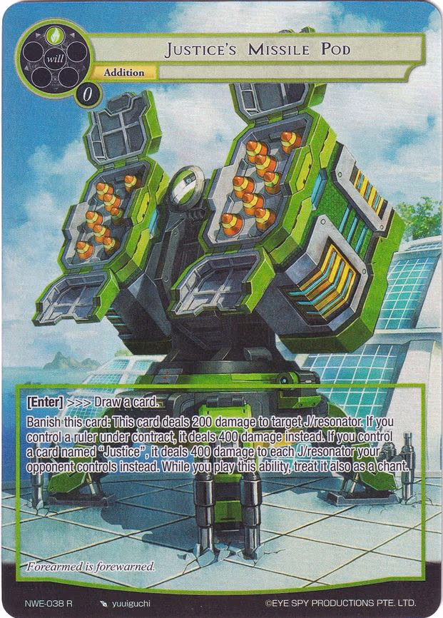 Justice's Missile Pod - Rare (NWE-038 R)