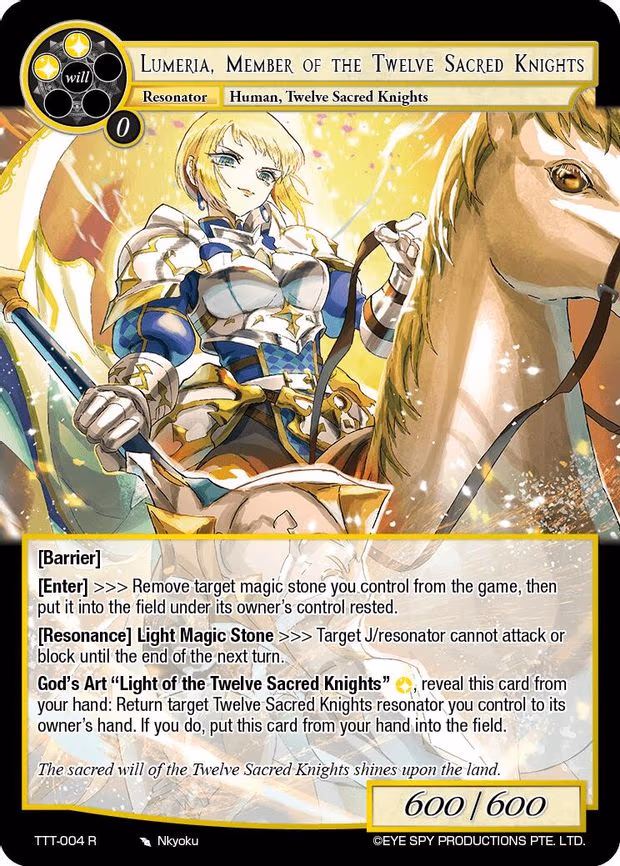 Lumeria, Member of the Twelve Sacred Knights - Rare (TTT-004 R)