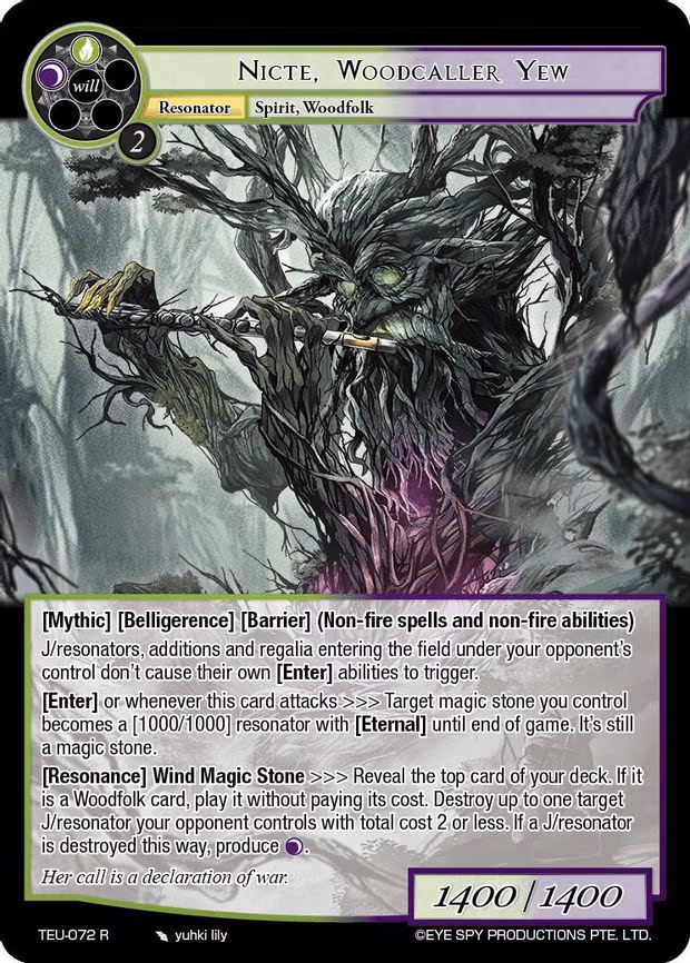 Nicte, Woodcaller Yew - Rare (TEU-072 R)