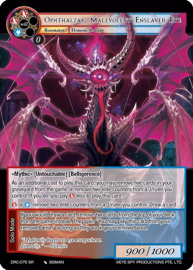 Opthalzar, Malevolent Enslaved Eye - Super Rare (DRC-075 SR)
