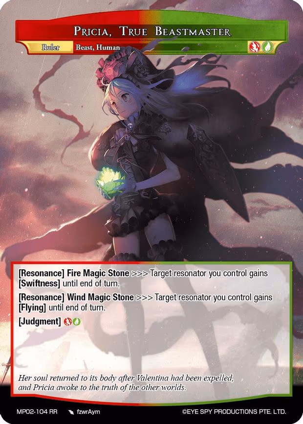 Pricia, True Beastmaster // Reincarnated Maiden of Flame, Pricia - Ruler Rare (MP02-104 JR)