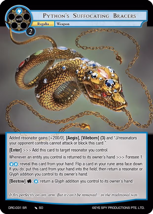 Python's Suffocating Bracers - Super Rare (DRC-031 SR)