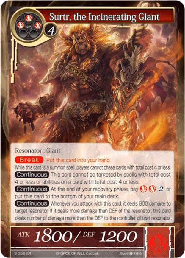 Surtr, the Incinerating Giant - Super Rare (3-026)