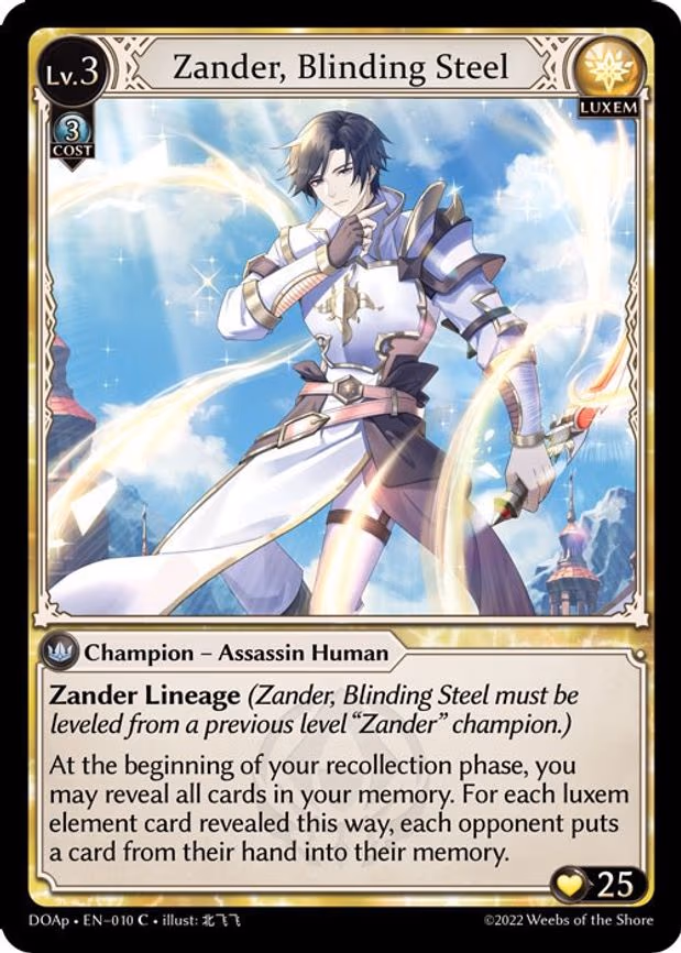 Zander, Blinding Steel