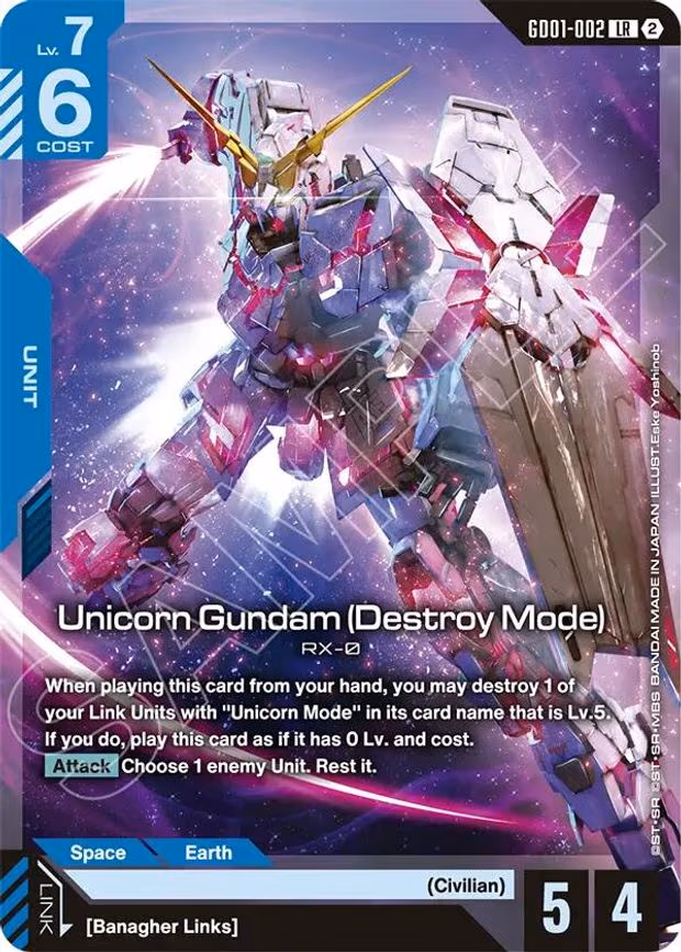 Unicorn Gundam (Destroy Mode) - Legend Rare (GD01-002)