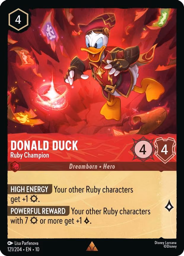 Donald Duck - Ruby Champion - Rare (121/204)