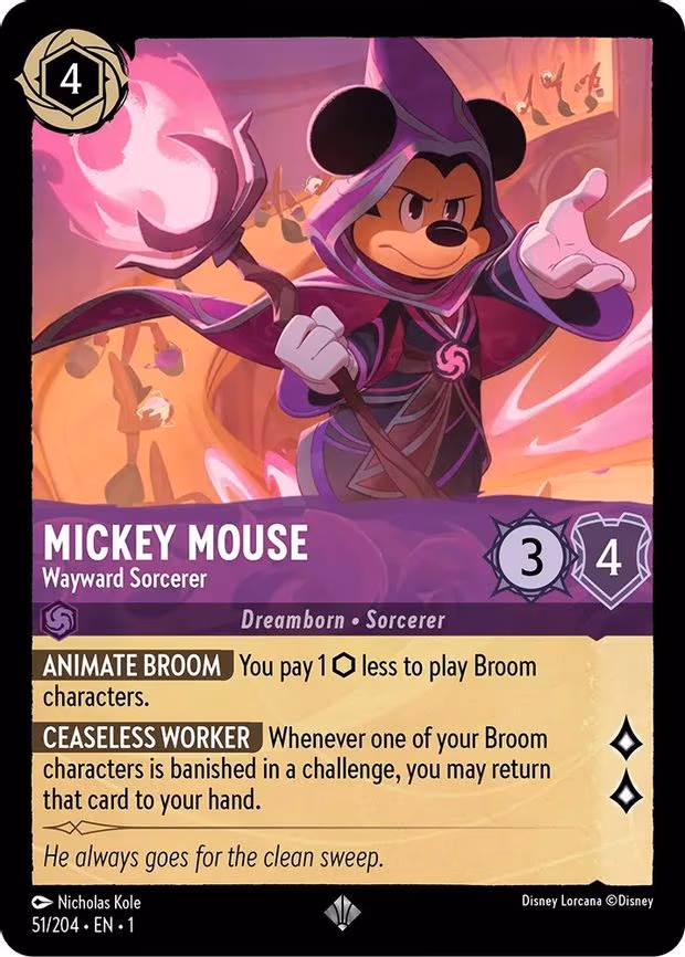 Mickey Mouse - Wayward Sorcerer - Super Rare (51/204)