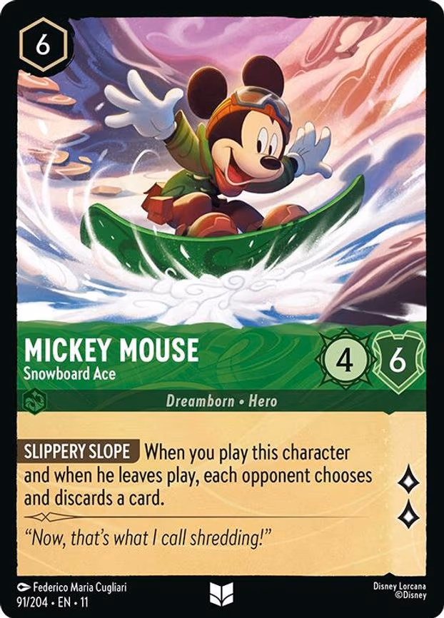 Mickey Mouse - Snowboard Ace - Uncommon (91/204)