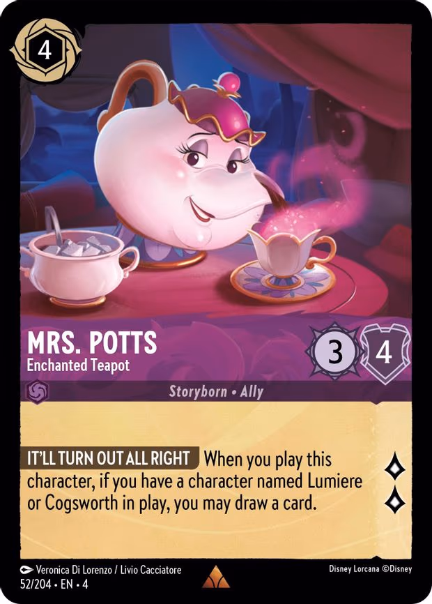 Mrs. Potts - Enchanted Teapot - Rare (52/204)