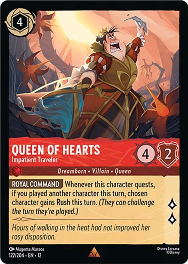 Queen of Hearts - Impatient Traveler - Rare (122/204)
