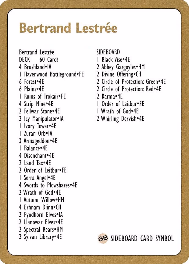 1996 Bertrand Lestree Decklist Card