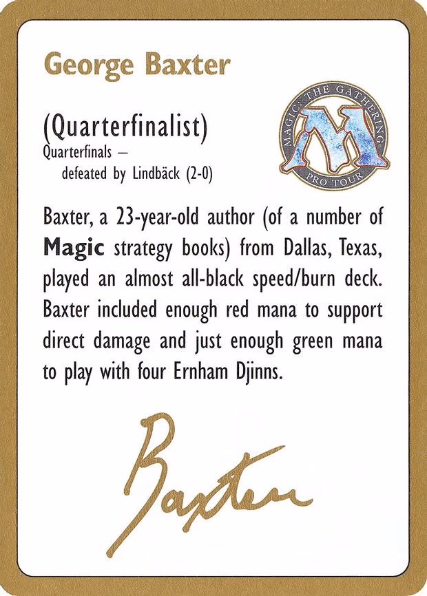 1996 George Baxter Biography Card